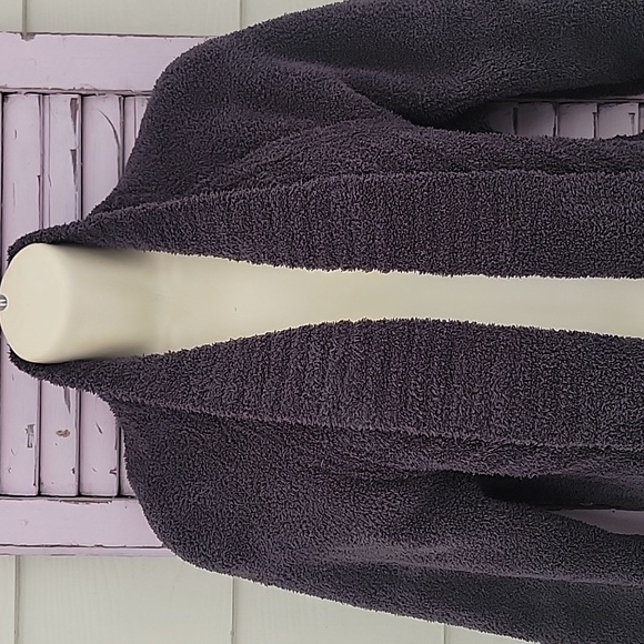 💗 BAREFOOT DREAMS CozyChic Lite Open Front Cardigan Sweater with Pockets Gray S - Picture 3 of 7